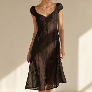 Sheer Cotton Black Eyelet Dress